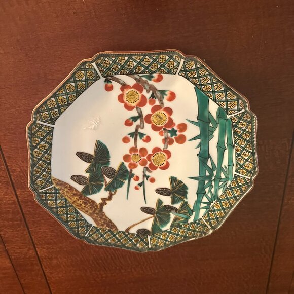 Vintage Kutani Japanese Porcelain Plate – Plum Pine Bamboo, Imari Style - Picture 1 of 2